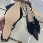 Dior Women Diorissimo Slingback Pump Black Patent Calfskin and Grosgrain