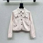 Dior Women Jacket Cotton Denim with Pink Dior Astral Flowers Motif