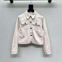 Dior Women Jacket Cotton Denim with Pink Dior Astral Flowers Motif (1)