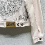 Dior Women Jacket Cotton Denim with Pink Dior Astral Flowers Motif
