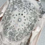 Dior Women Jacket Cotton Denim with Pink Dior Astral Flowers Motif