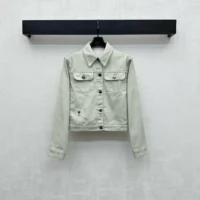 Dior Women Jacket Cotton Denim with Sage Green Dior Astral Flowers Motif (1)