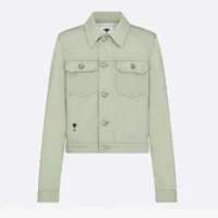 Dior Women Jacket Cotton Denim with Sage Green Dior Astral Flowers Motif (1)
