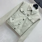 Dior Women Jacket Cotton Denim with Sage Green Dior Astral Flowers Motif