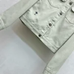 Dior Women Jacket Cotton Denim with Sage Green Dior Astral Flowers Motif