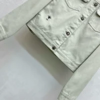 Dior Women Jacket Cotton Denim with Sage Green Dior Astral Flowers Motif (1)