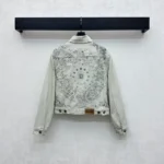 Dior Women Jacket Cotton Denim with Sage Green Dior Astral Flowers Motif