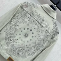 Dior Women Jacket Cotton Denim with Sage Green Dior Astral Flowers Motif (1)