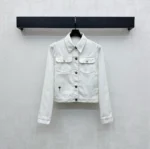 Dior Women Jacket Cotton Denim with Sage Green Dior Astral Flowers Motif