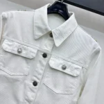 Dior Women Jacket Cotton Denim with Sage Green Dior Astral Flowers Motif