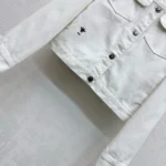 Dior Women Jacket Cotton Denim with Sage Green Dior Astral Flowers Motif