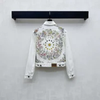 Dior Women Jacket White Cotton Denim with Multicolor Dior Astral Flowers Motif (1)