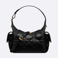 Dior Women Medium D-Dream Bag Black Macrocannage Lambskin