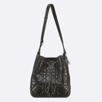 Dior Women Medium D-Motion Bag Black Macrocannage Crinkled Calfskin (1)