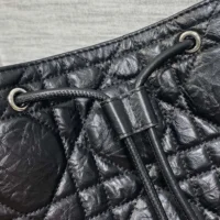 Dior Women Medium D-Motion Bag Black Macrocannage Crinkled Calfskin (1)