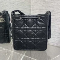Dior Women Medium D-Motion Bag Black Macrocannage Crinkled Calfskin (1)
