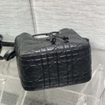 Dior Women Medium D-Motion Bag Black Macrocannage Crinkled Calfskin