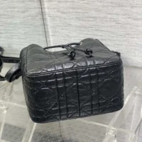 Dior Women Medium D-Motion Bag Black Macrocannage Crinkled Calfskin (1)