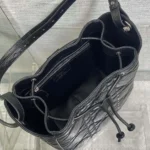 Dior Women Medium D-Motion Bag Black Macrocannage Crinkled Calfskin