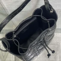 Dior Women Medium D-Motion Bag Black Macrocannage Crinkled Calfskin (1)