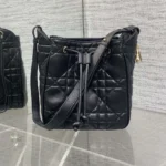 Dior Women Medium D-Motion Bag Black Macrocannage Lambskin