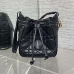 Dior Women Medium D-Motion Bag Black Macrocannage Lambskin