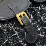 Dior Women Medium Dior Caro Backpack Black Tweed with White Cannage Motif