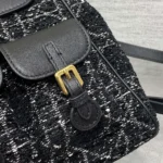 Dior Women Medium Dior Caro Backpack Black Tweed with White Cannage Motif