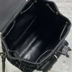 Dior Women Medium Dior Caro Backpack Black Tweed with White Cannage Motif