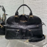Dior Women Medium Grand Tour Bowling Bag Black Crinkled Calfskin