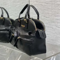 Dior Women Medium Grand Tour Bowling Bag Black Crinkled Calfskin (11)
