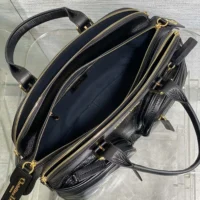 Dior Women Medium Grand Tour Bowling Bag Black Crinkled Calfskin (11)