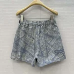 Dior Women Skort White and Chambray Blue Jacquard Technical Taffeta with Plan de Paris Motif