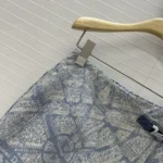 Dior Women Skort White and Chambray Blue Jacquard Technical Taffeta with Plan de Paris Motif