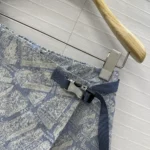 Dior Women Skort White and Chambray Blue Jacquard Technical Taffeta with Plan de Paris Motif