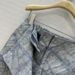 Dior Women Skort White and Chambray Blue Jacquard Technical Taffeta with Plan de Paris Motif
