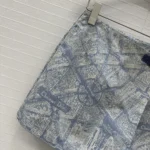 Dior Women Skort White and Chambray Blue Jacquard Technical Taffeta with Plan de Paris Motif