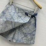 Dior Women Skort White and Chambray Blue Jacquard Technical Taffeta with Plan de Paris Motif
