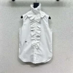 Chemisier sans manches Dior Femme avec col froncé amovible en popeline de coton blanche