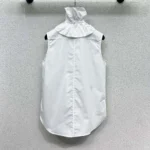 Chemisier sans manches Dior Femme avec col froncé amovible en popeline de coton blanche