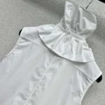 Chemisier sans manches Dior Femme avec col froncé amovible en popeline de coton blanche