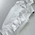 Chemisier sans manches Dior Femme avec col froncé amovible en popeline de coton blanche