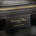 Bolso pequeño Dior D-Motion para mujer, piel de cordero macrocannage negra