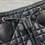 Bolso pequeño Dior D-Motion para mujer, piel de cordero macrocannage negra