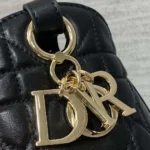 Bolso pequeño Dior D-Motion para mujer, piel de cordero macrocannage negra