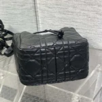 Bolso pequeño Dior D-Motion para mujer, piel de cordero macrocannage negra