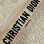 Dior Women Small Dior Book Tote Beige Dior Oblique Embroidered Raffia and Camel Calfskin