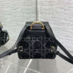Dior Women Small Dior Caro Backpack Black Tweed with White Cannage Motif