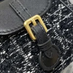 Dior Women Small Dior Caro Backpack Black Tweed with White Cannage Motif