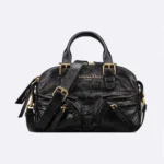 Dior Women Small Grand Tour Bowling Bag Black Crinkled Calfskin